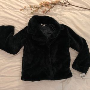 Emerald green faux fur coat
